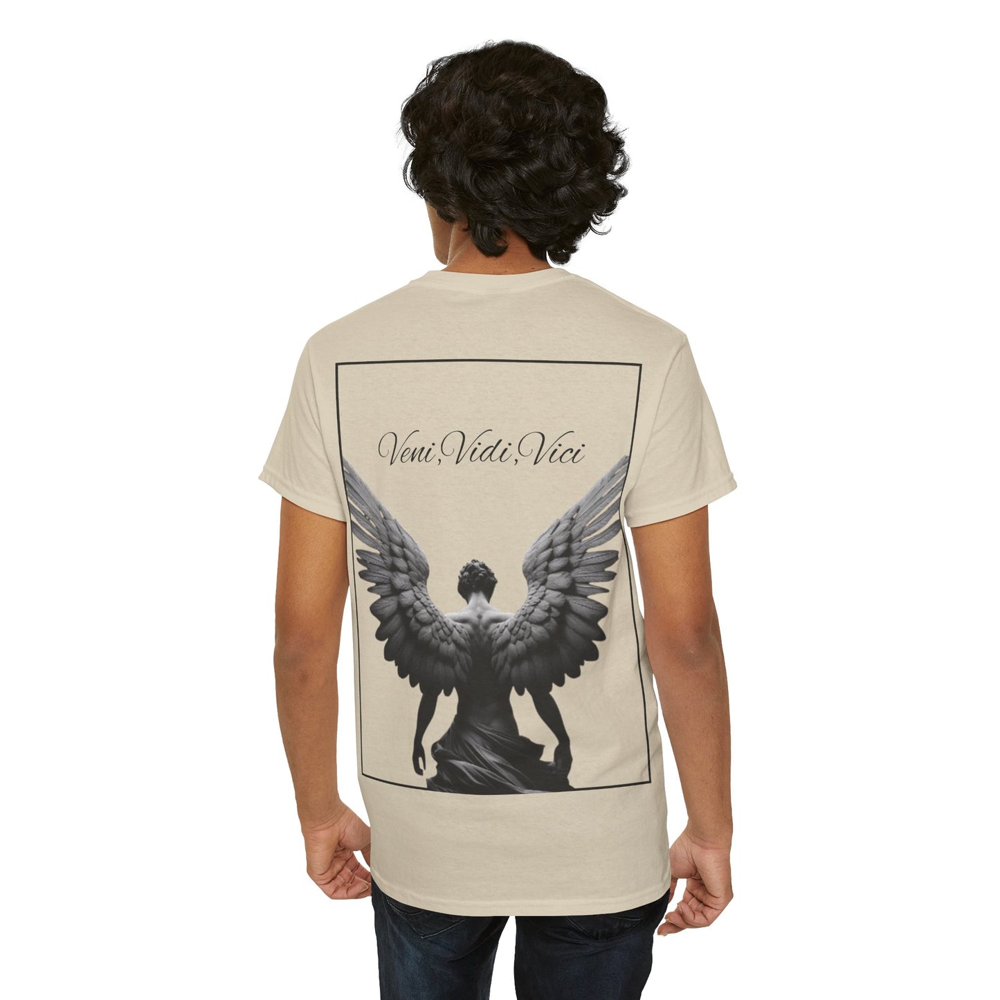 Angel Back Heavy Cotton Tee- Veni, Vidi, Vici Design